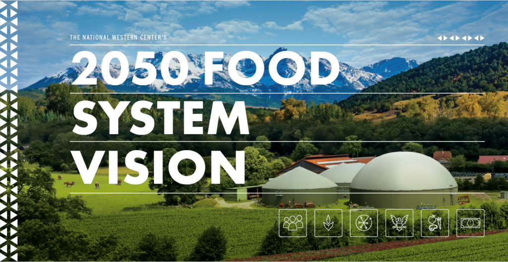 a cover of the food system vision document showing a farm